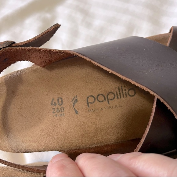 Birkenstock Papillio Samira Leather Wedge Sandals Brown size 40 - Picture 9 of 12